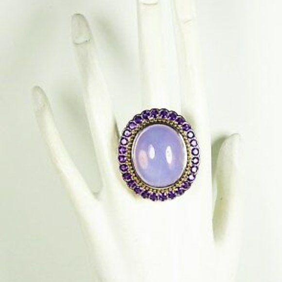 LAGOS Caviar Sterling Silver 18K Gold Lavender Quartz Amethyst Ring Sz 7 - Picture 6 of 10